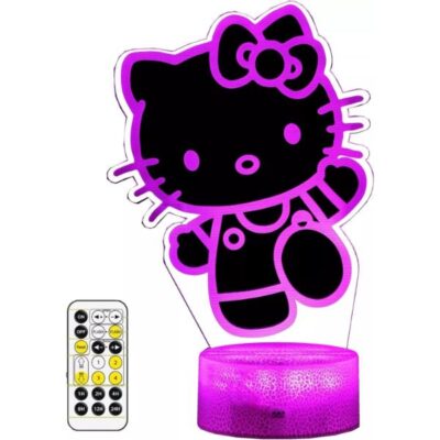 Cute Night Light - Anime Character 7 Color Change Decor Kitty Lamp with Remote