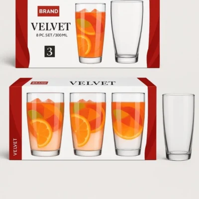 Set of 3 Velvet Hiball Tumbler Drinking Glasses