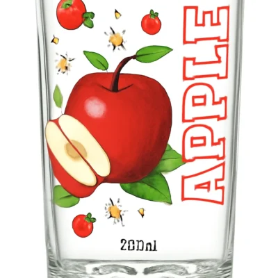 Set of 3 Clear Glass Tumblers with Orange Logo 280ml for Juice or Water Use