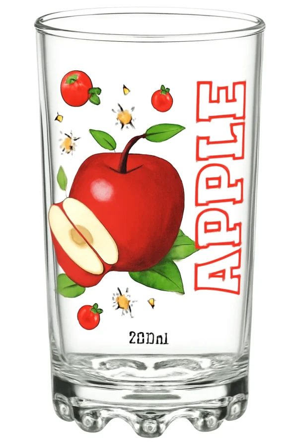 Set of 3 Clear Glass Tumblers with Orange Logo 280ml for Juice or Water Use