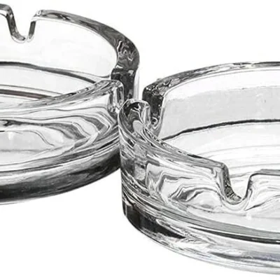 2 Glass Ashtray Cigarette Smoking Round