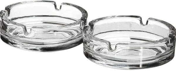2 Glass Ashtray Cigarette Smoking Round